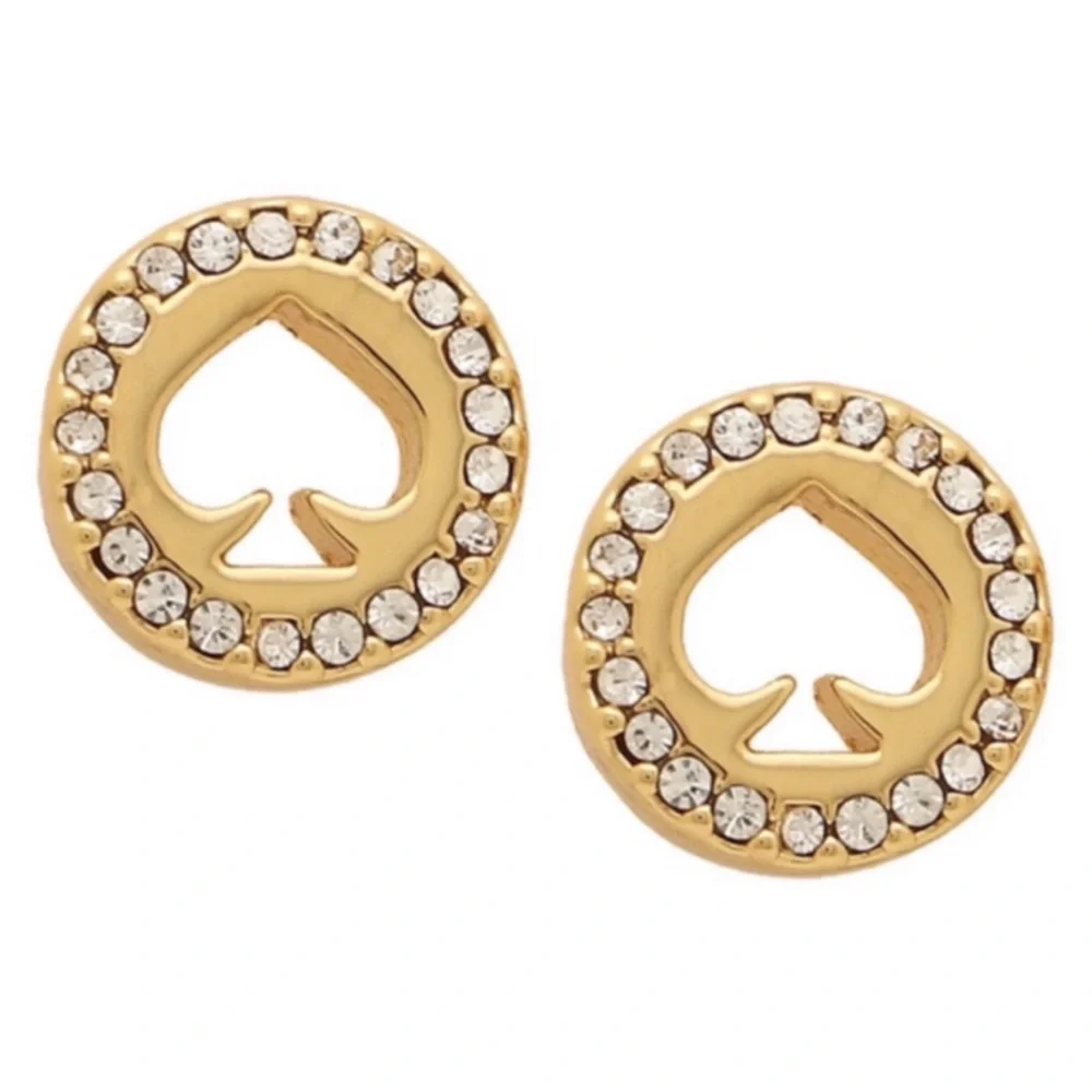 KATE SPADE • Gold Spot The Spade Crystal Halo Earrings - Picture 3 of 7